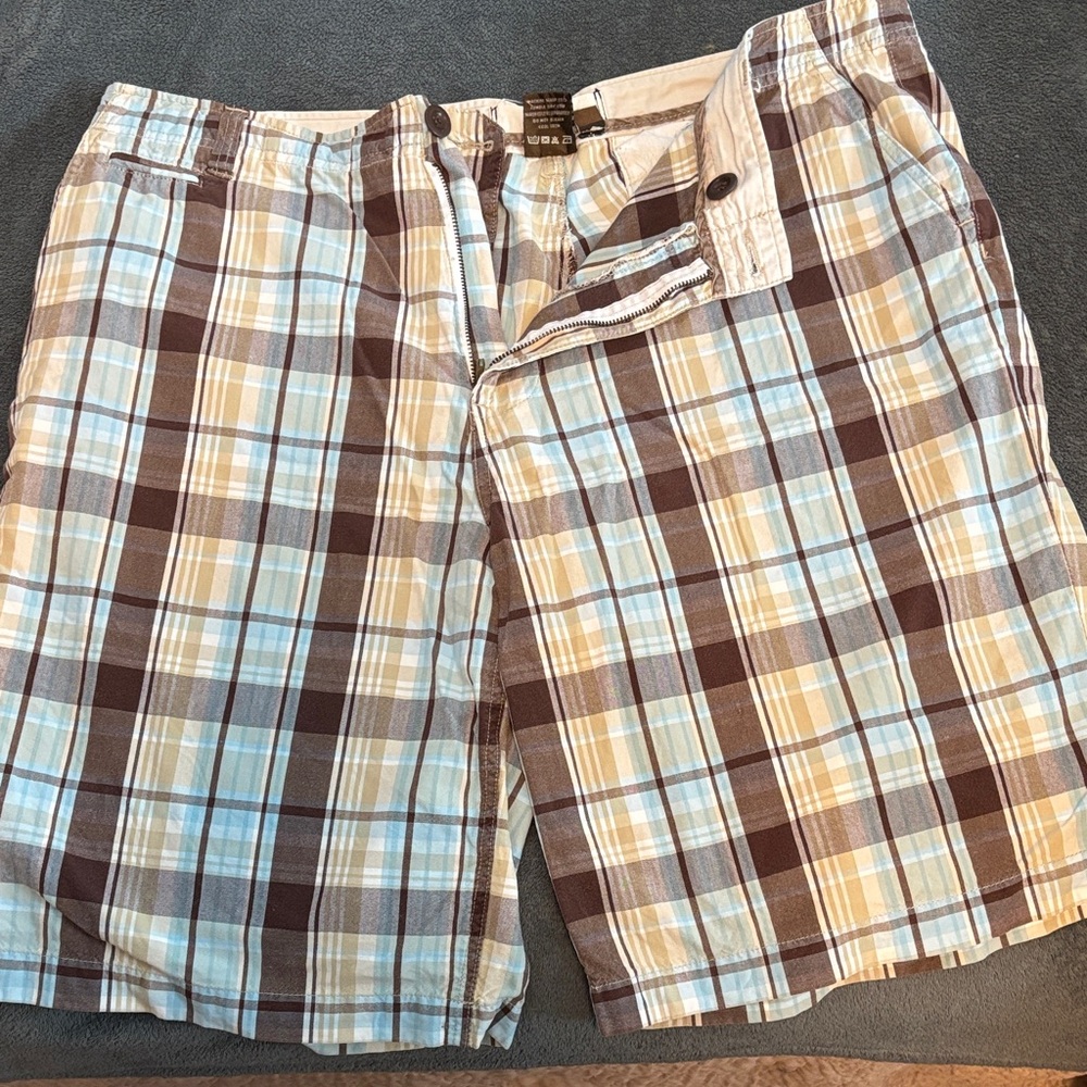 Chor Plaid Brown and Light Blue Men's Shorts